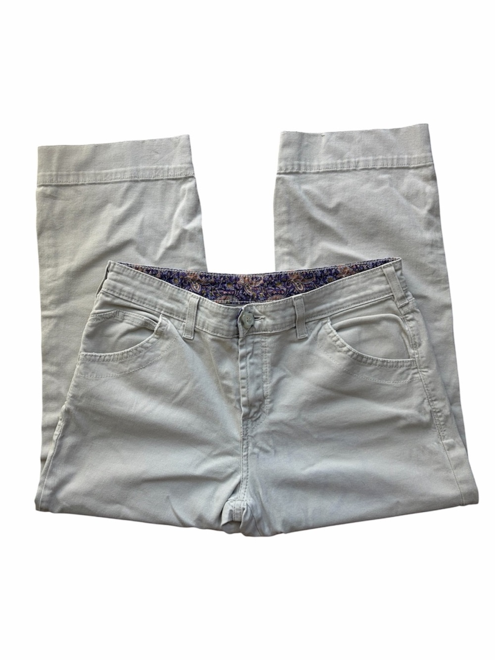 Manager Vintage Marilyn White Cream Crop Capri Pants Stretch Cotton Casual Y2K